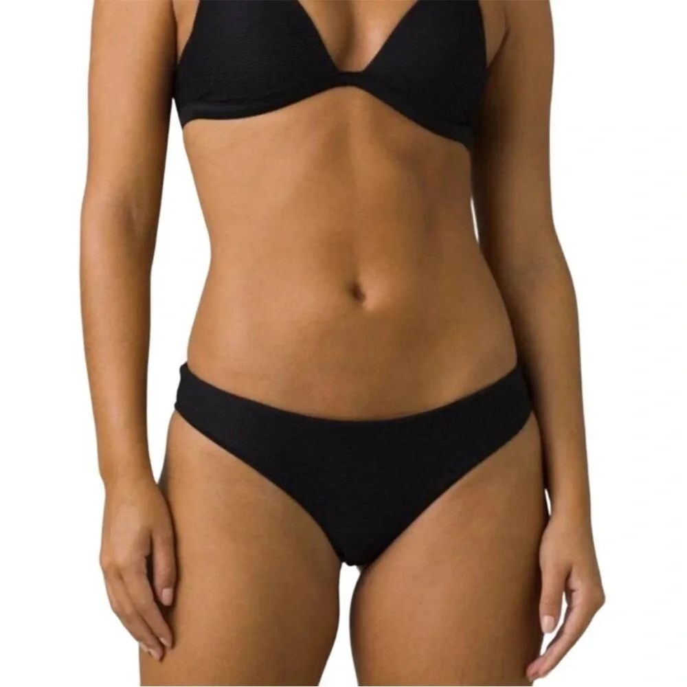NWT prAna Size Large Black Gemma Swim Bikini Bottom Swimwear